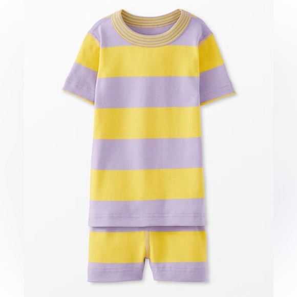 Kids Contrast Striped Short John Pajama Set | Hanna Andersson - Picture 1 of 10